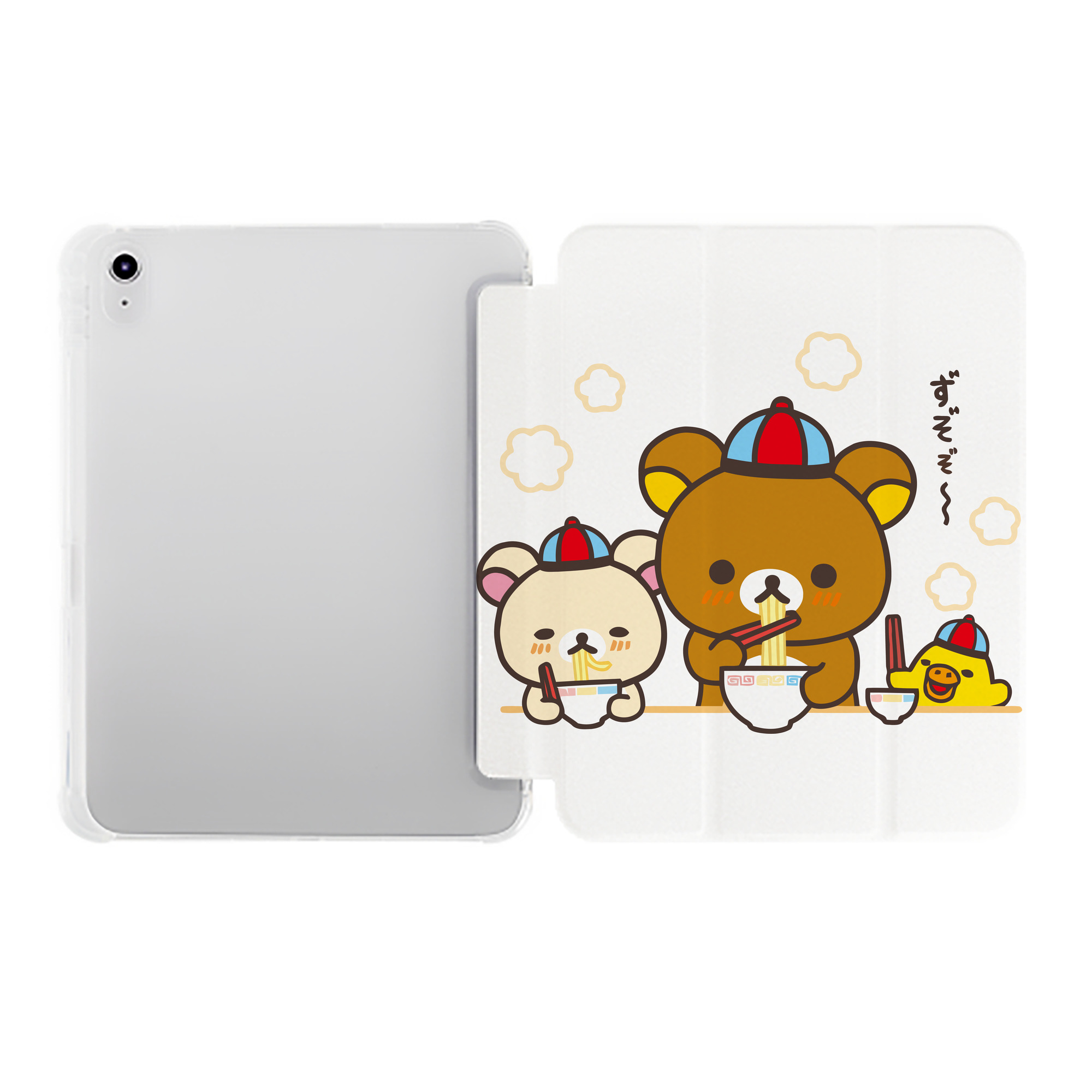（画像用） リラックマ リラックマ キイロイトリ Rilakkuma Korilakkuma Kiiroitori IPad ケース ペン収納付き 三つ折りスタンド PUレザー×シリコン 対応機種9.5/10.5/10.9インチ